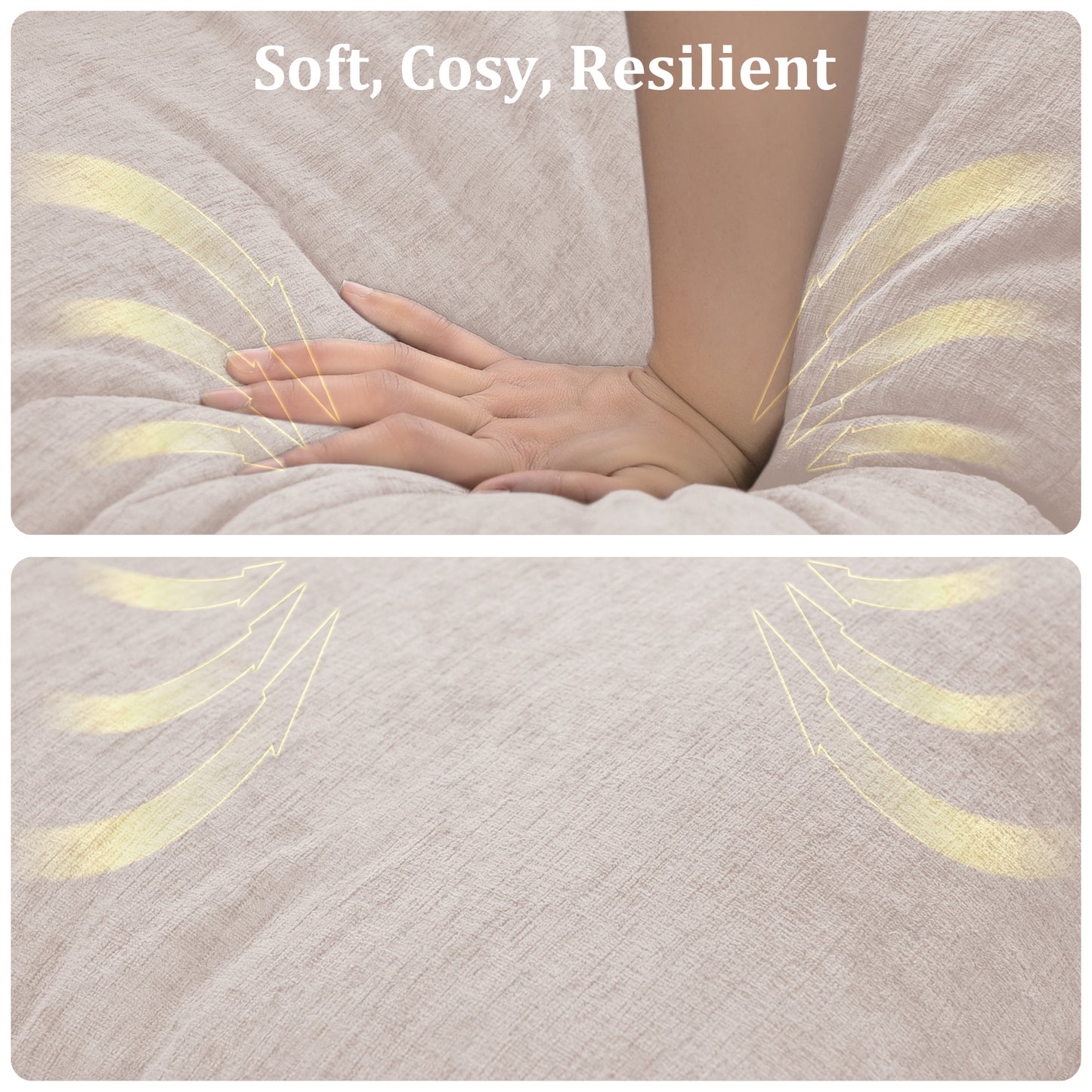 Beige linen textured fabric with golden graphic accents showing resilience