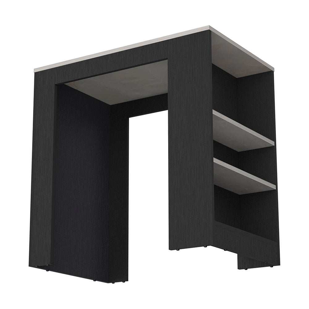 Modern black console table with open shelf space