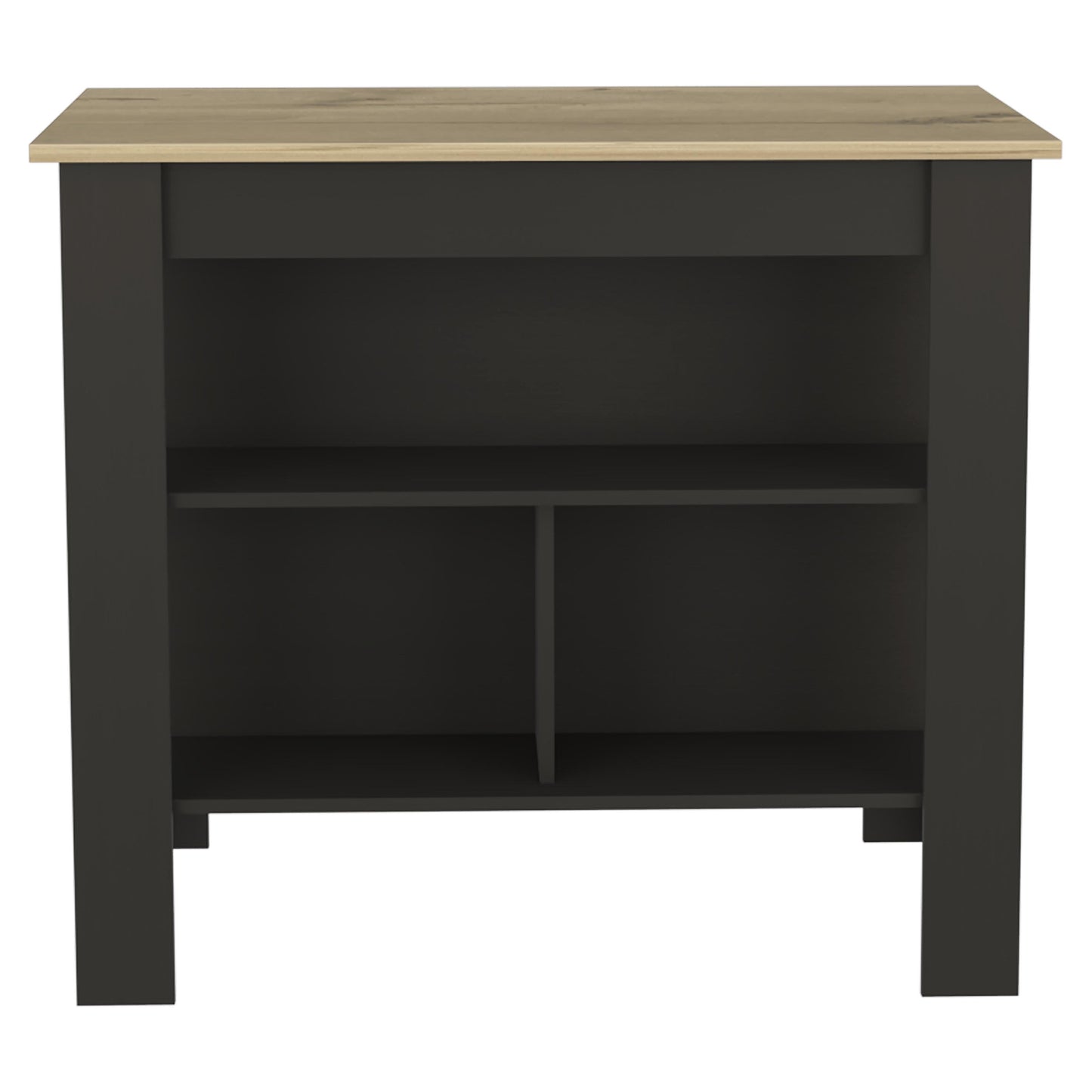 Modern dark gray twoshelf bookcase with light wood top