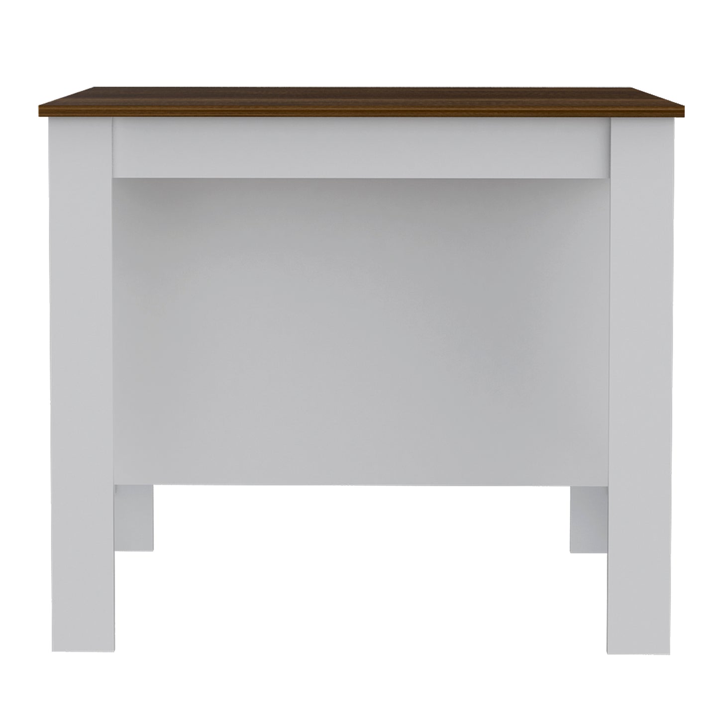 White and brown wooden side table