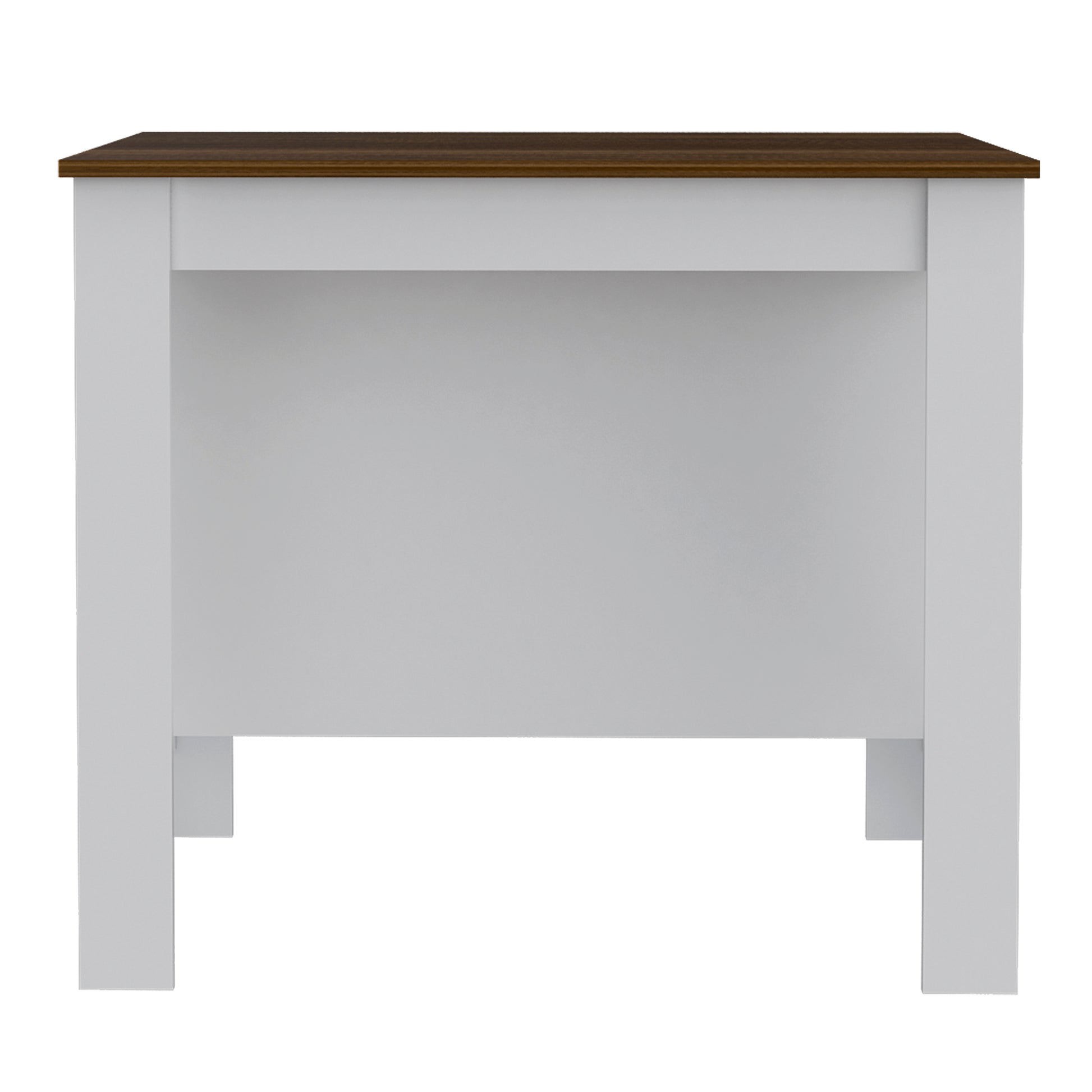 White and brown wooden side table