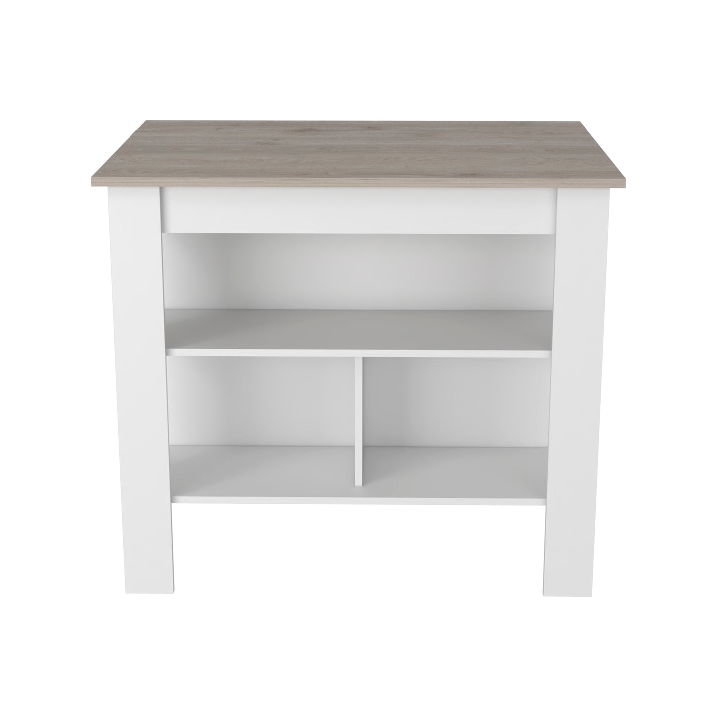 White and wood side table with two open shelves