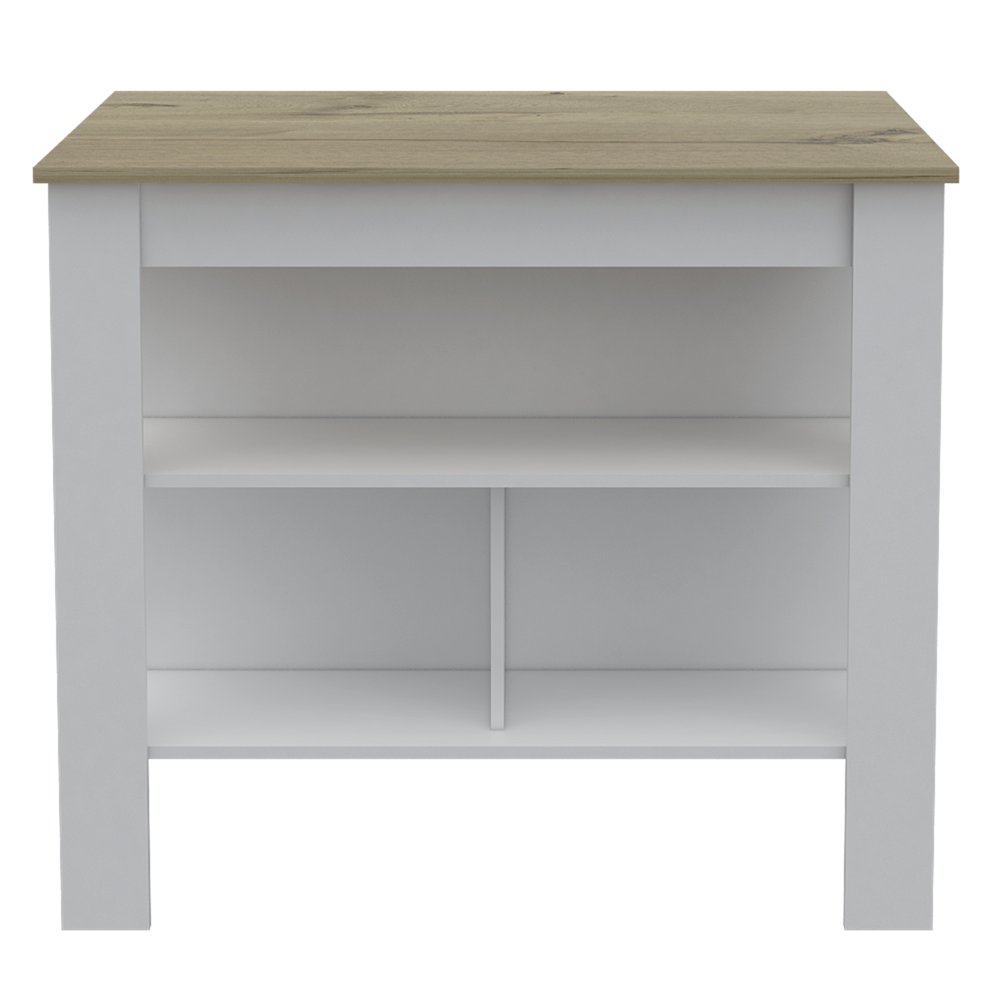 White and wood effect open shelf storage unit