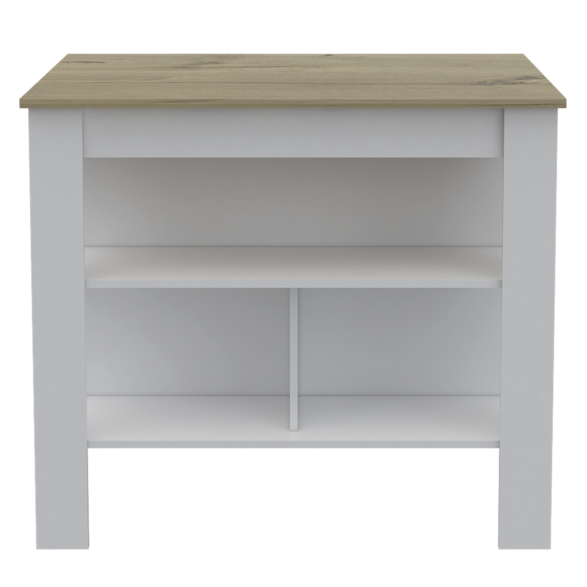 White and wood effect open shelf storage unit