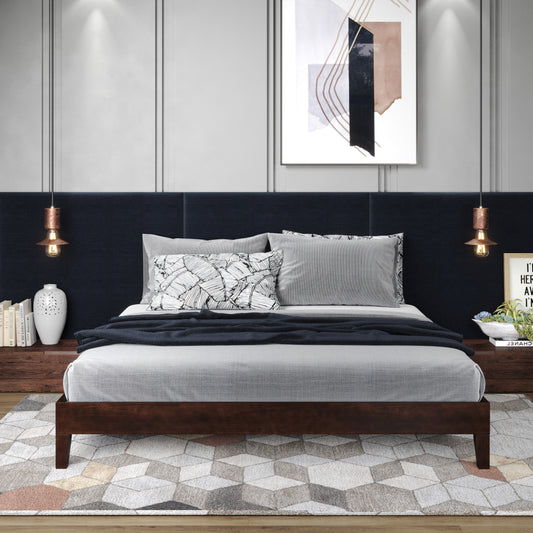TREATLIFE HOME King Platform Bed with Solid Pine Construction and Under Bed Storage, Brown