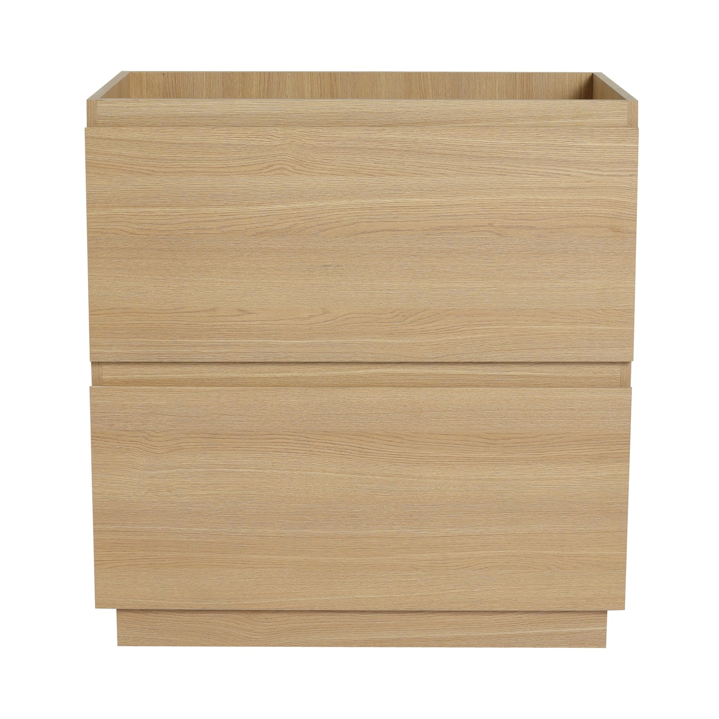 Light oak twodrawer cabinet with modern design and integrated handles ideal for bedroom storage