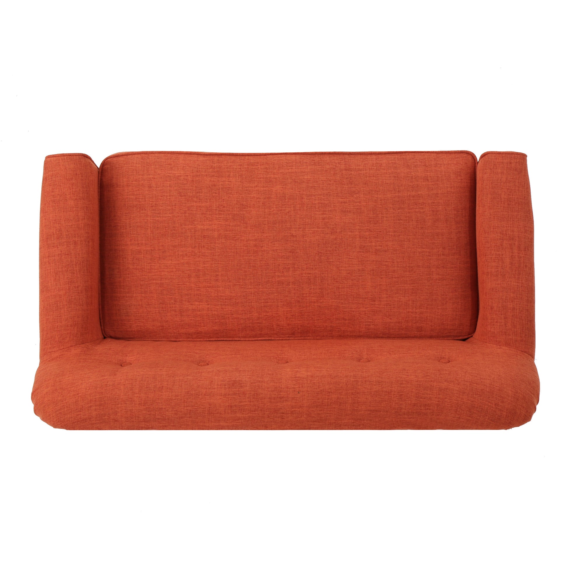 Burnt orange tufted sofa with upholstered arms modern design for living room seating