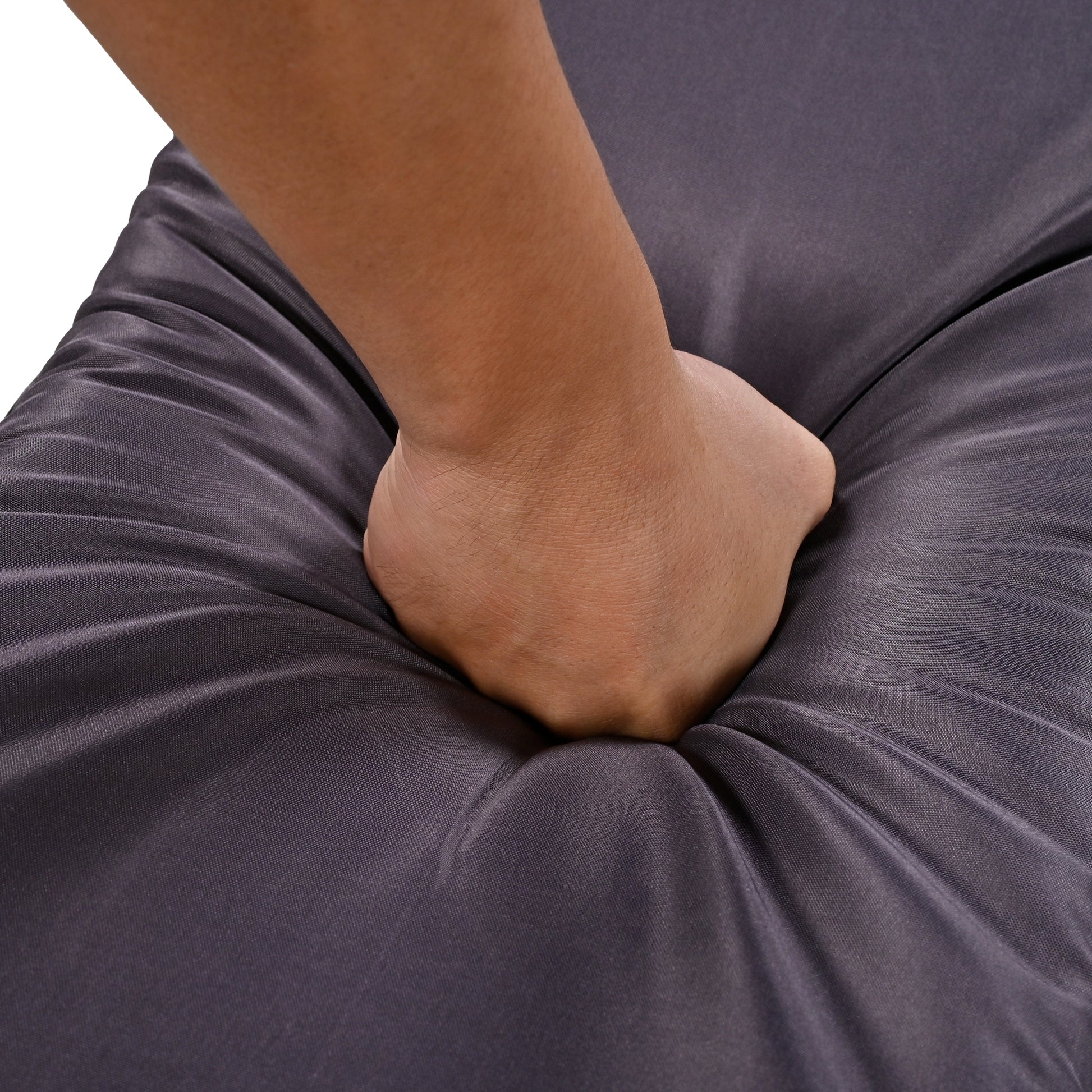 Dark gray plush fabric impression showing soft comfort for furniture