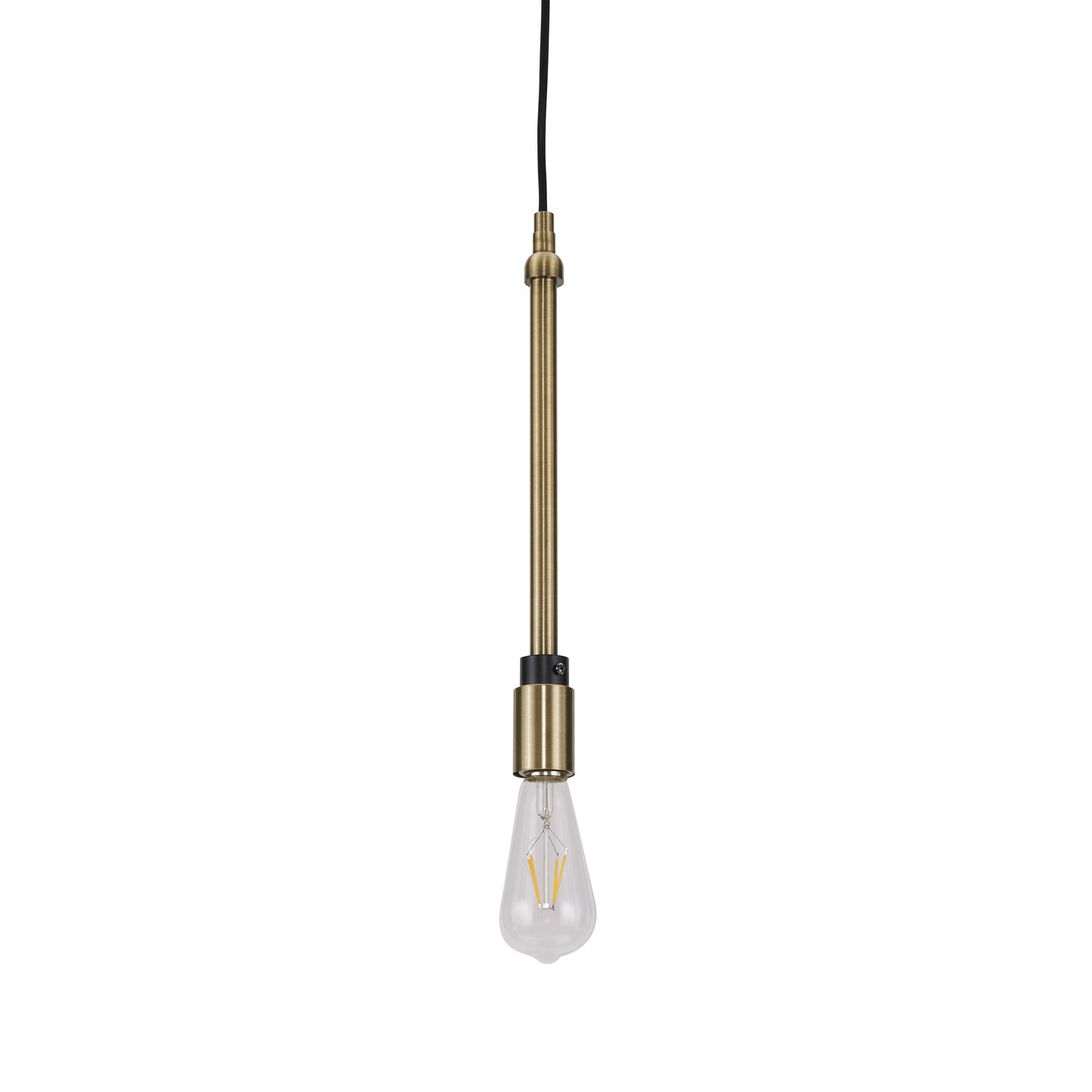 Antique brass pendant light with Edison bulb ideal for industrial kitchens