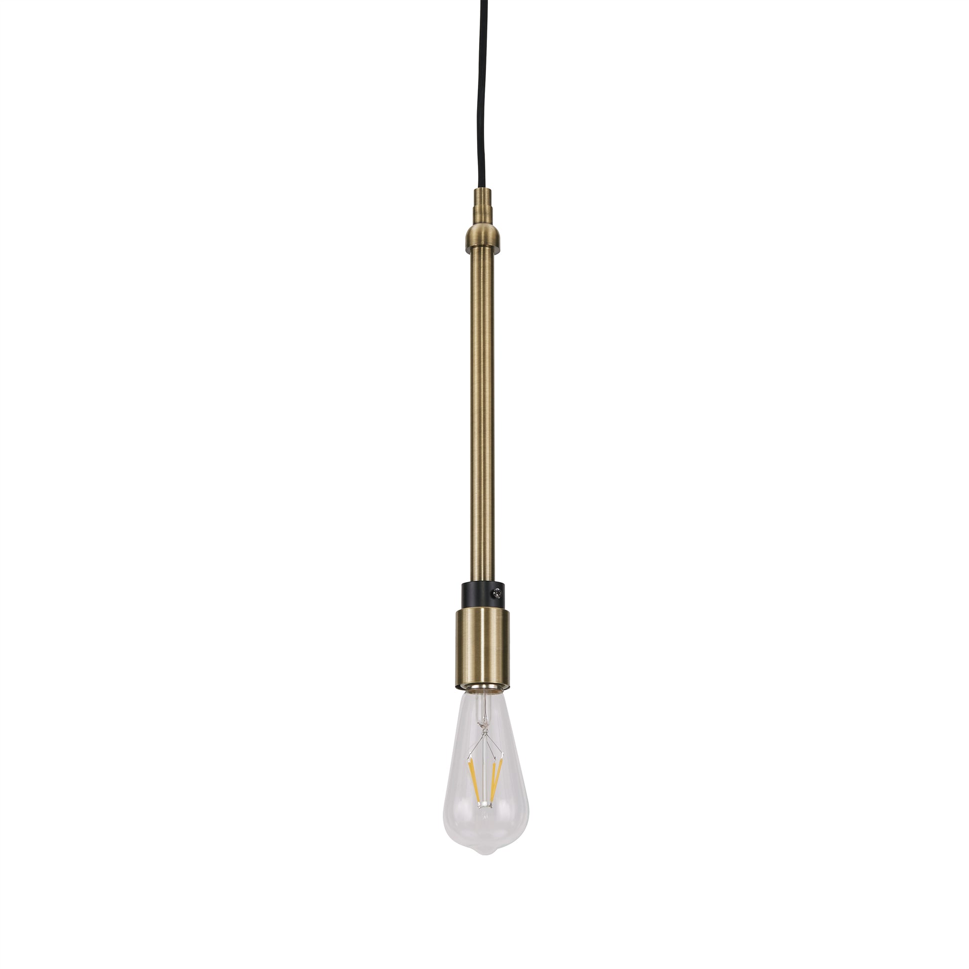 Antique brass pendant light with Edison bulb ideal for industrial kitchens
