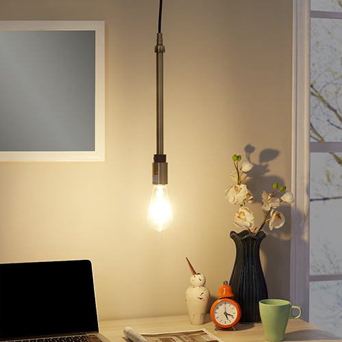 Modern industrial pendant light with Edison bulb ideal for ambient task lighting