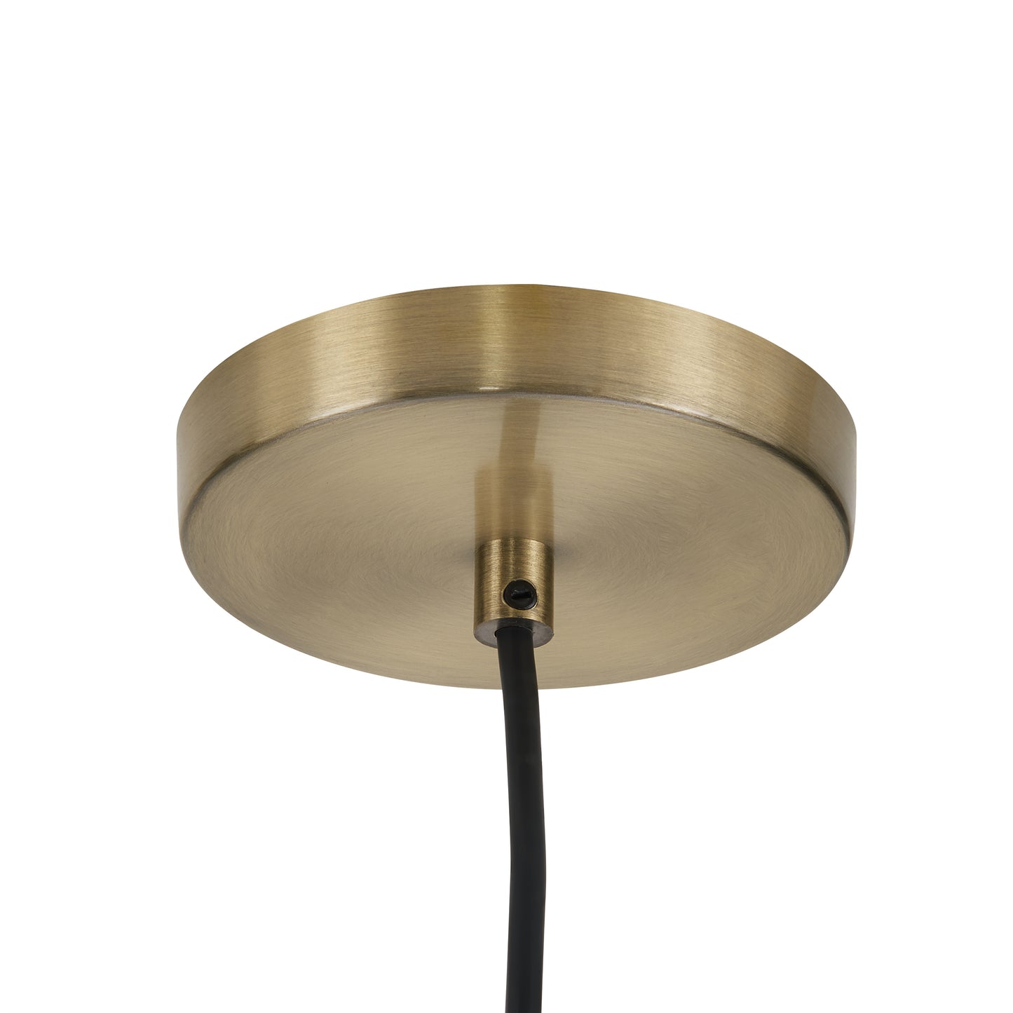 Brass ceiling rose with black cable for pendant light fixtures