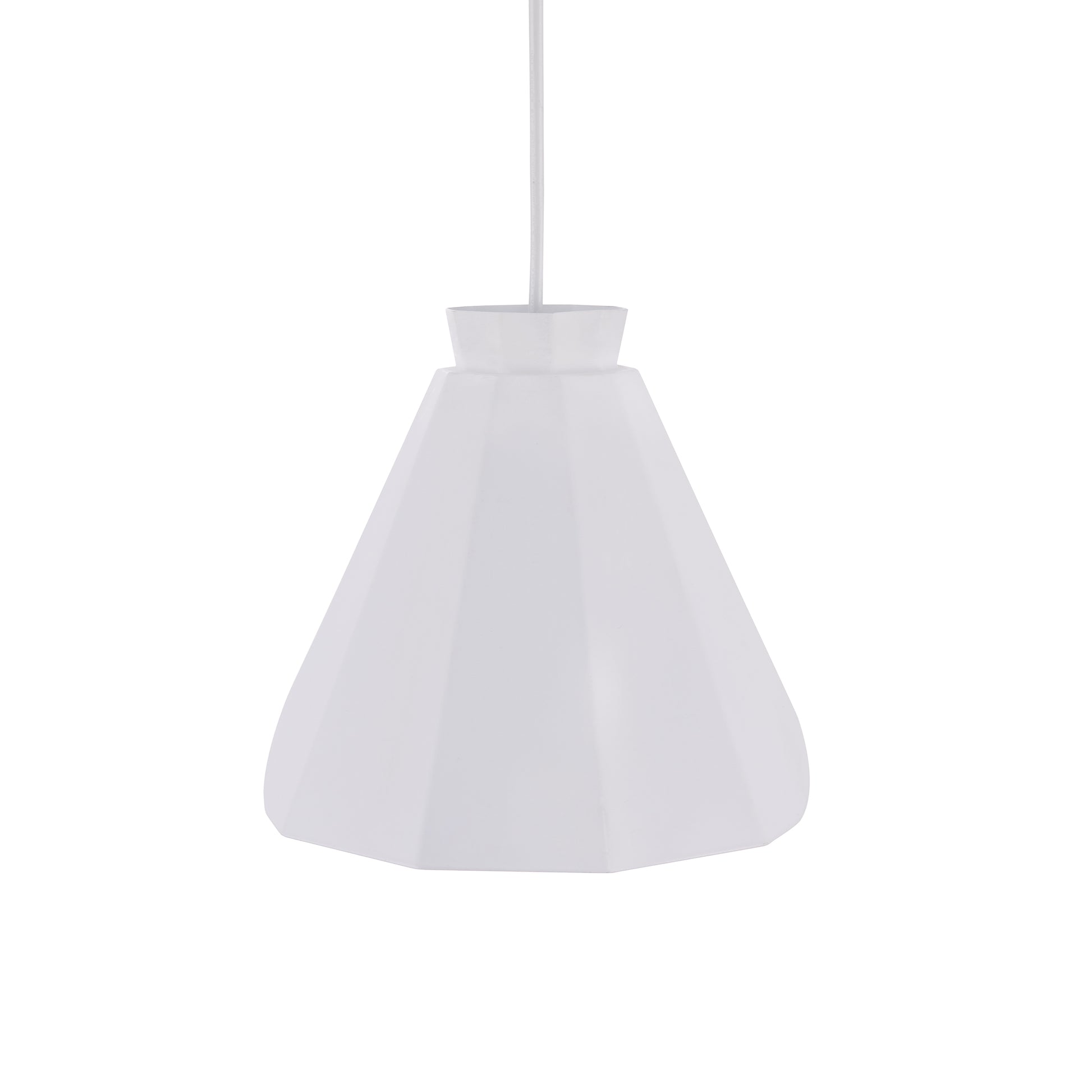 White geometric lampshade with a tapered shape perfect for modern pendant lighting