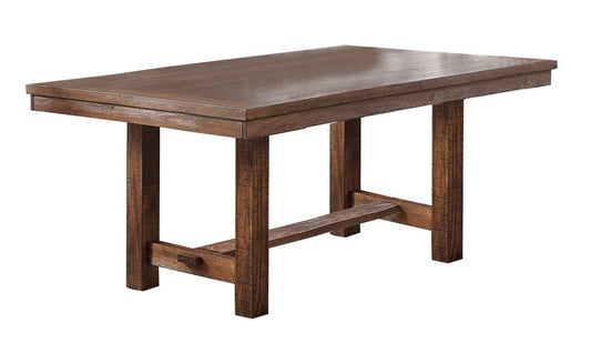 TREATLIFE HOME Solid Wood Dining Table with Natural Brown Finish, Rectangular Design for Kitchen & Dining Room, Contemporary Style