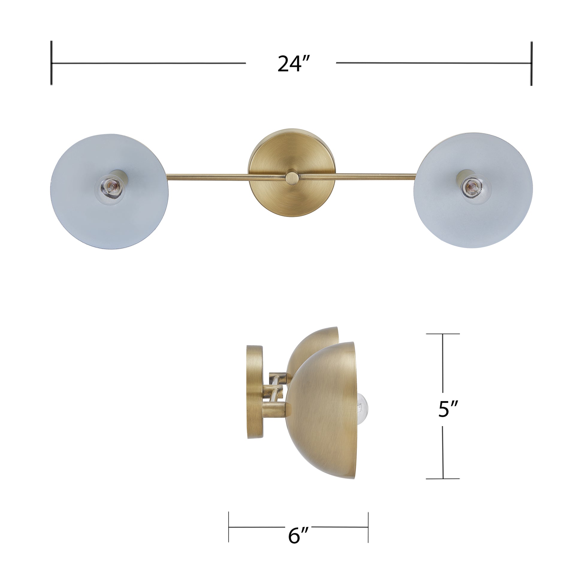 Twolight brass vanity light with frosted glass shades ideal for modern bathrooms