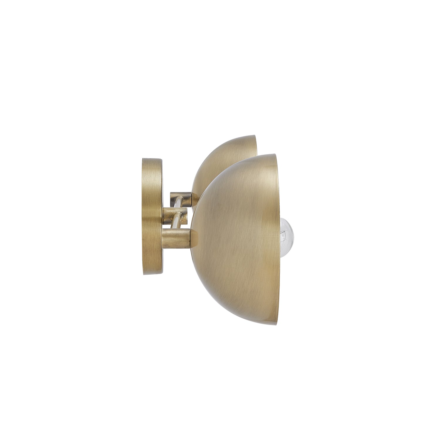 Antique brass double dome wall sconce with adjustable arm
