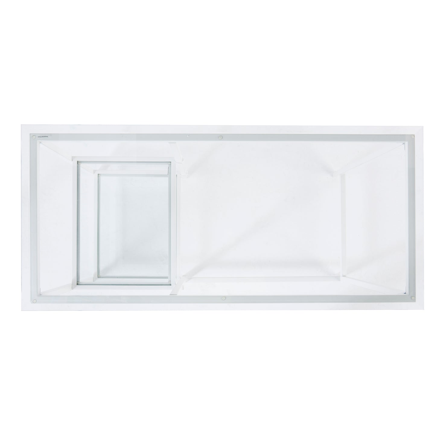 Clear glass terrarium with white metal frame perfect for small pets