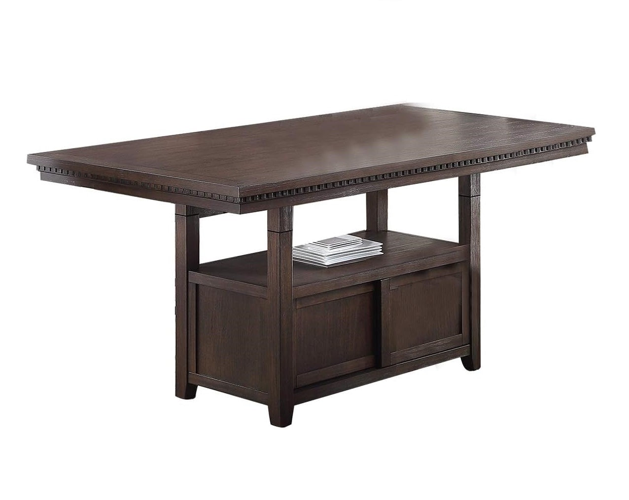 TREATLIFE HOME Counter Height Dining Table with Rustic Storage Base, Wooden Rectangular Design, 1pc, for Family Gatherings