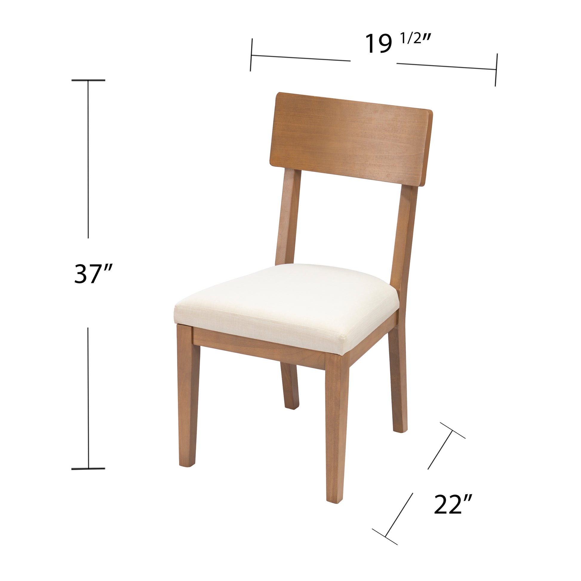 Wooden dining chair with natural finish and cream upholstered seat dimensions  H x  W x  D