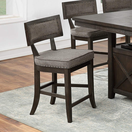 TREATLIFE HOME Set of 2 Solid Wood Counter Height Dining Chairs with Cushion and Curved Back Design, Rustic Espresso Finish