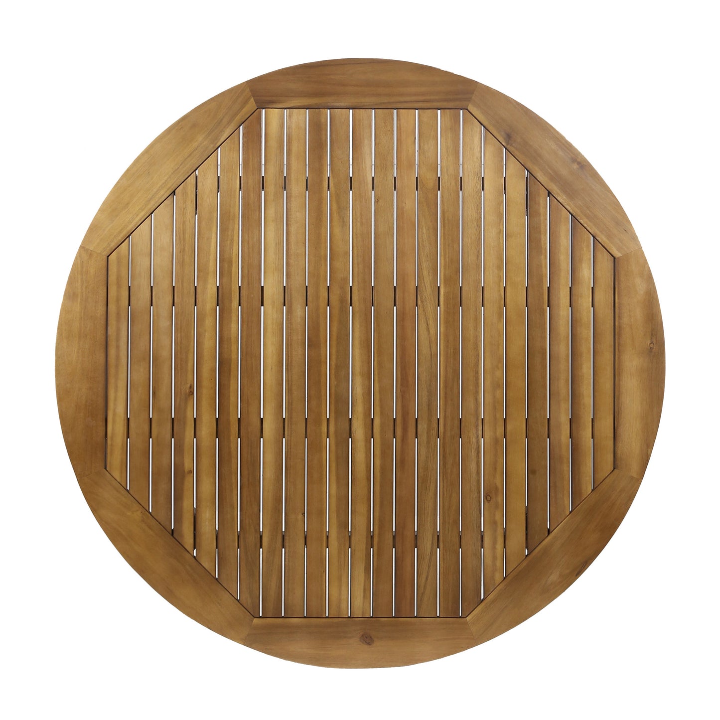 Natural wood octagon coffee table with slatted top design