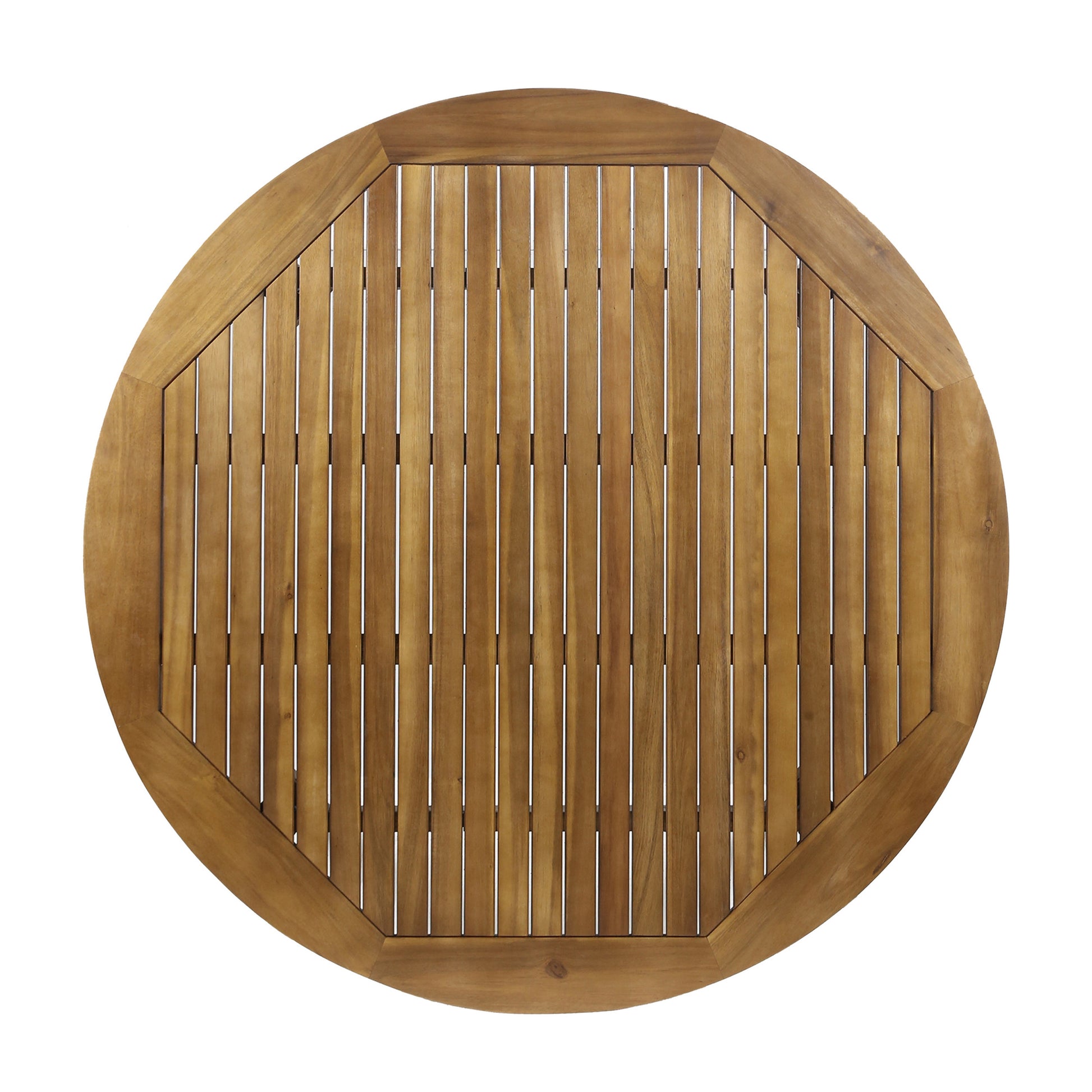 Natural wood octagon coffee table with slatted top design