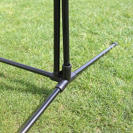 Black metal tripod stand for outdoor flags adjustable height construction