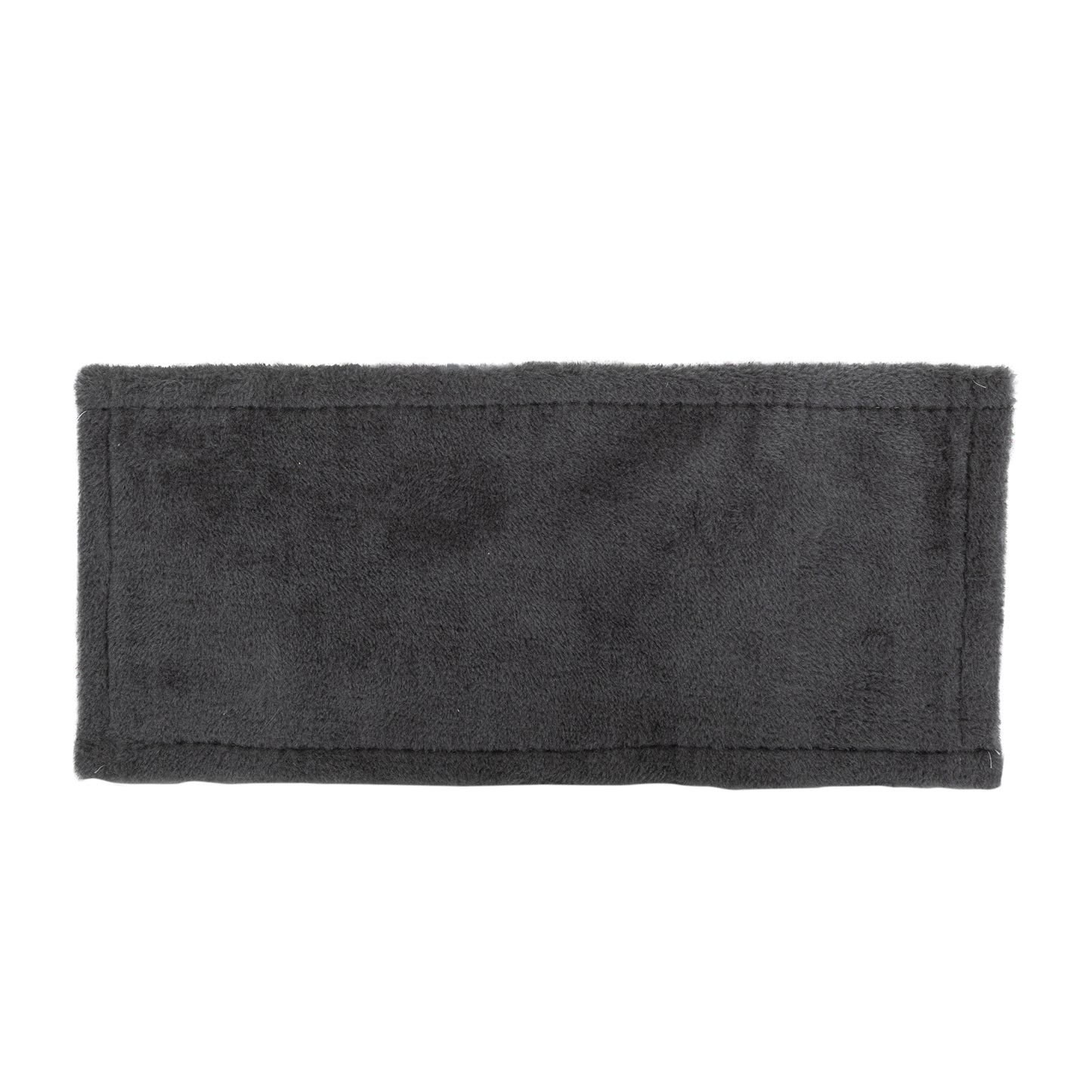 Soft charcoal grey plush fabric headband with a seamless design