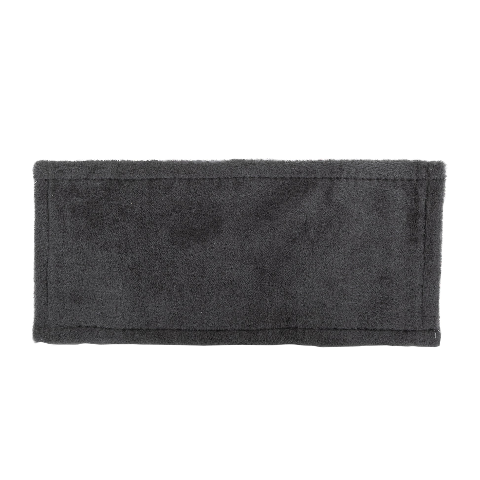 Soft charcoal grey plush fabric headband with a seamless design