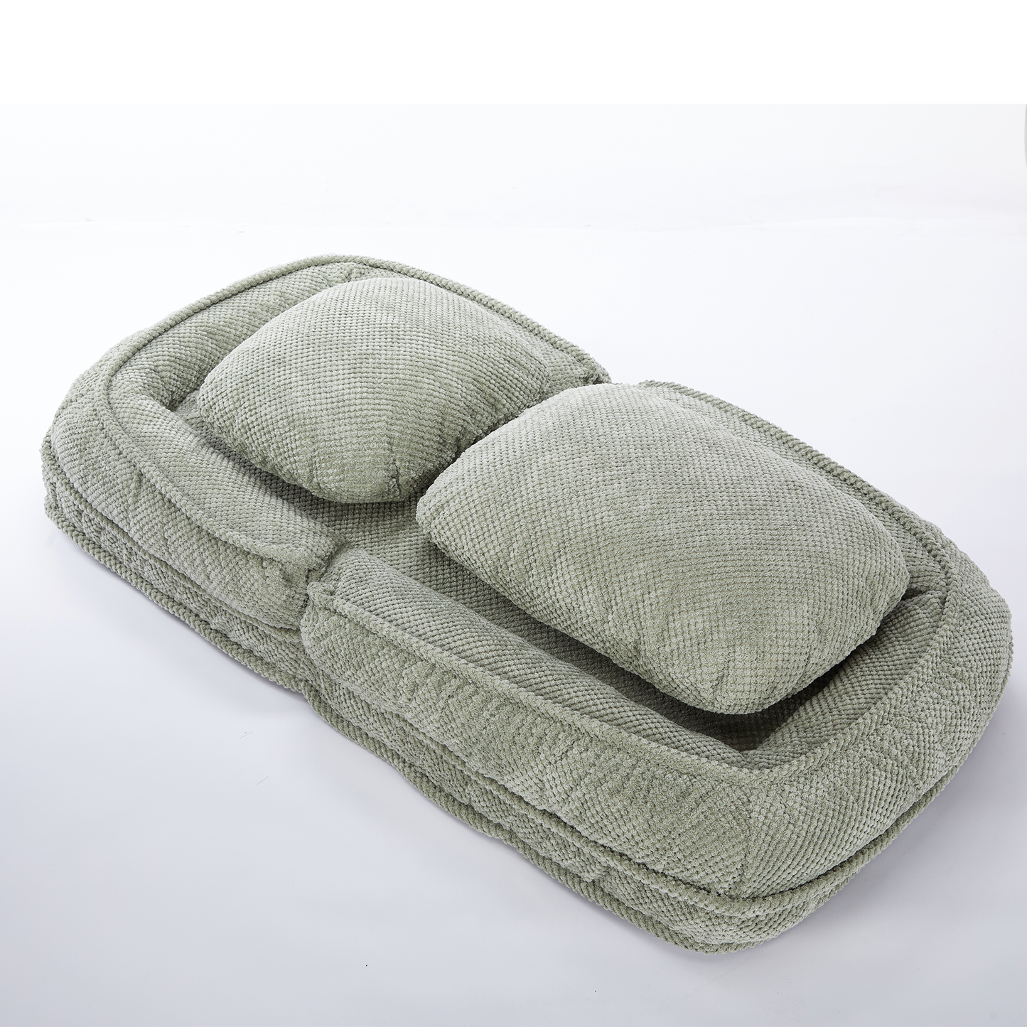 Sage green corduroy pet bed with plush bolster for ultimate pet comfort and security