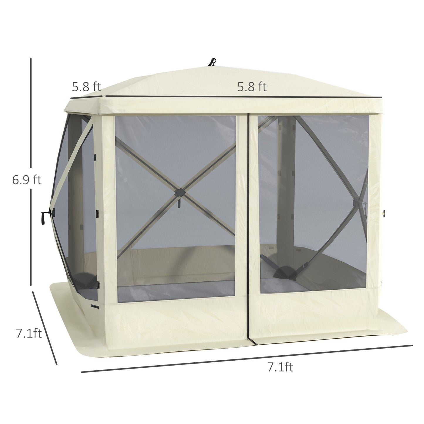 Cream ft x ft popup gazebo with screened walls for outdoor gatherings