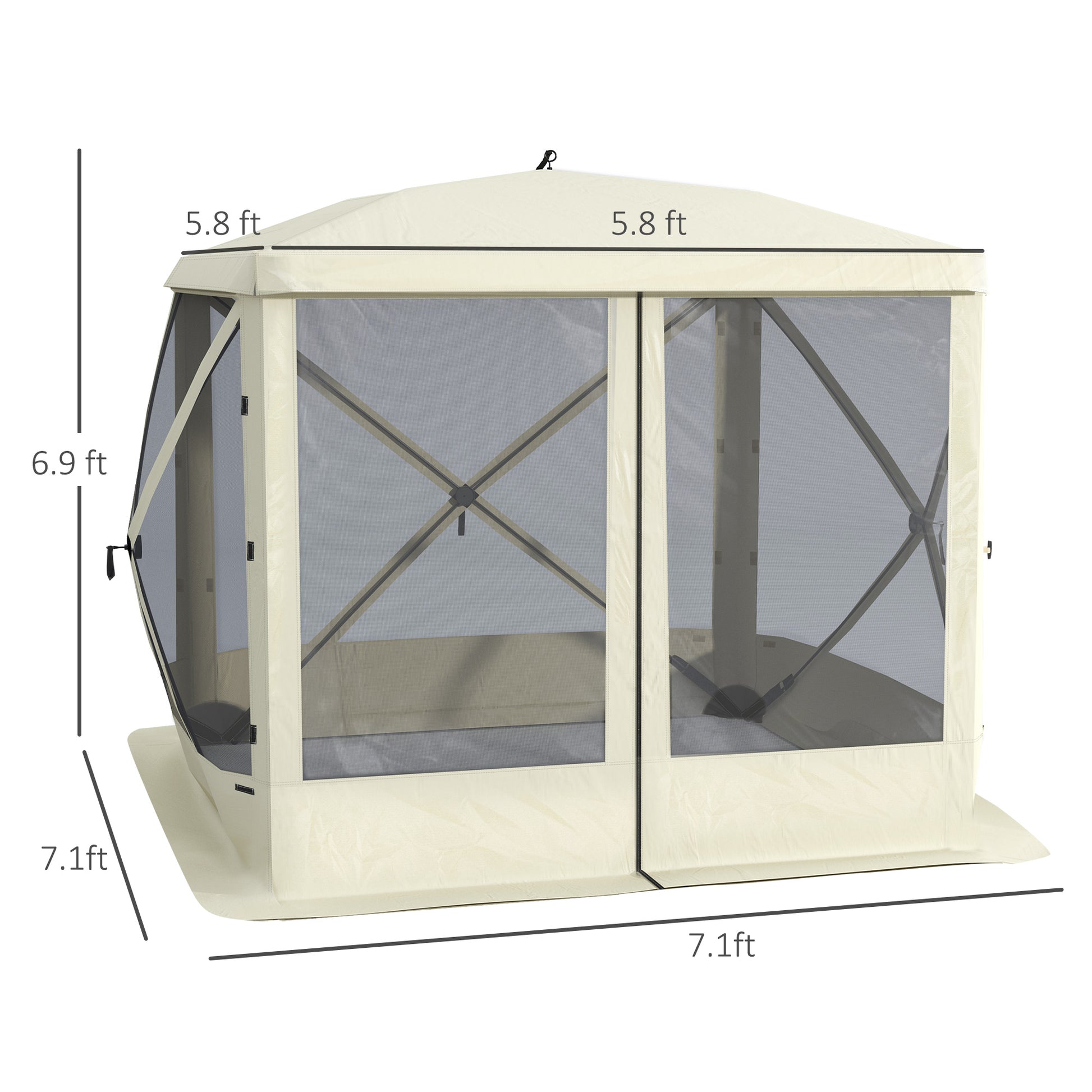 Cream ft x ft popup gazebo with screened walls for outdoor gatherings