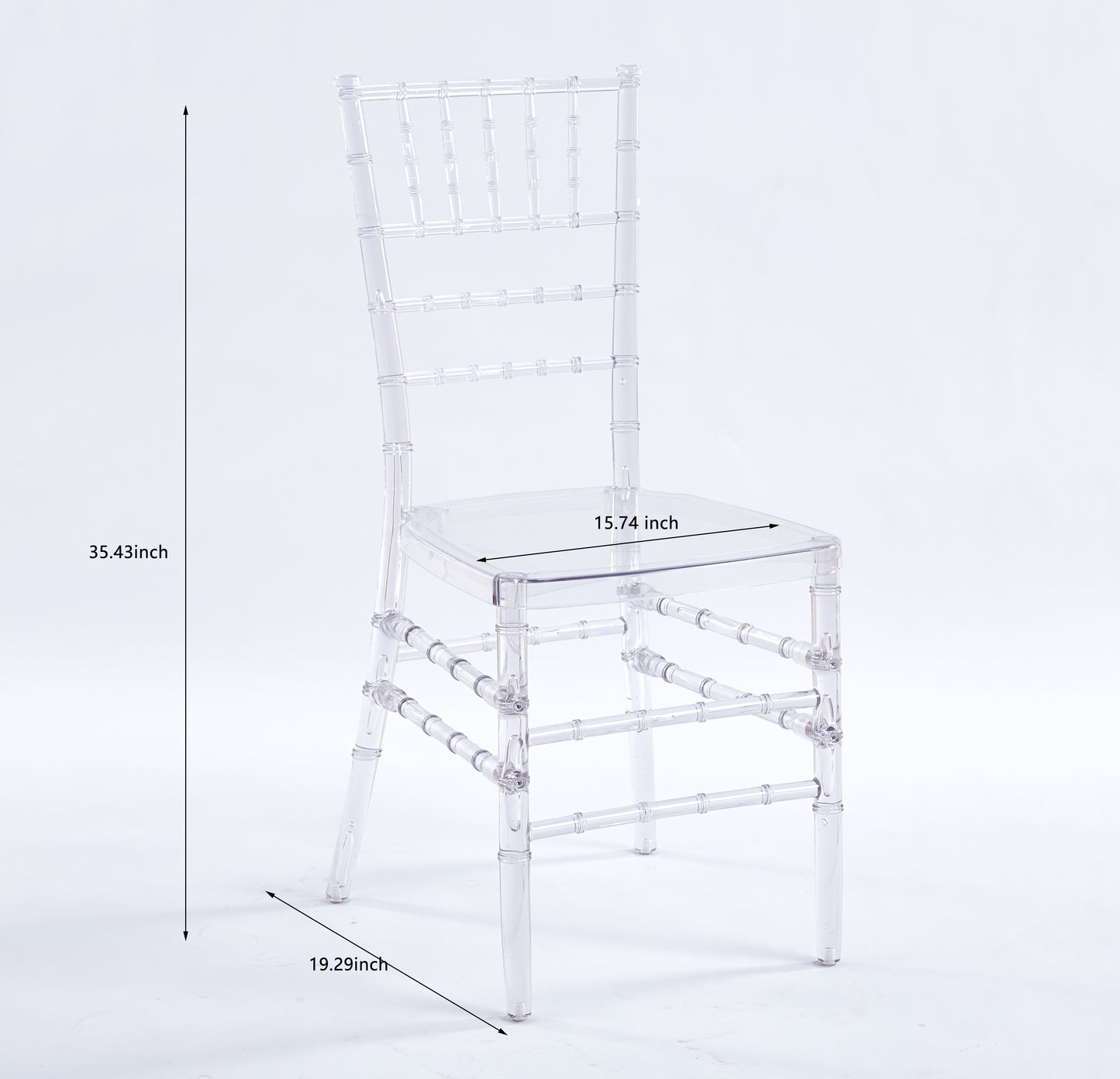 Clear acrylic Louis ghost chair with bamboostyle detailing  inches tall