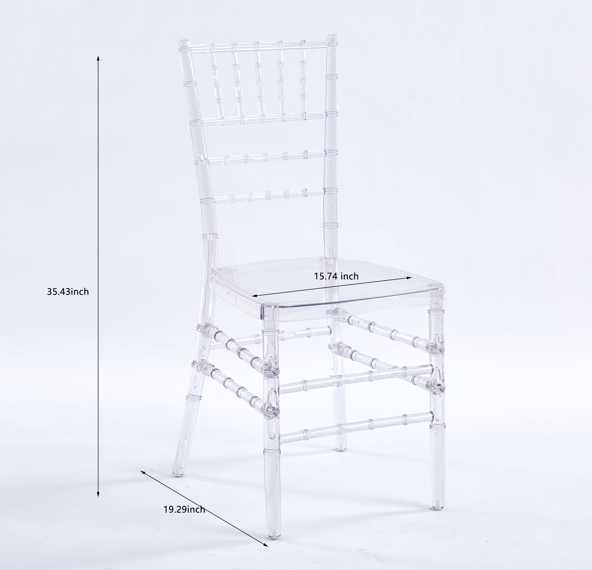Clear acrylic Louis ghost chair with bamboostyle detailing  inches tall