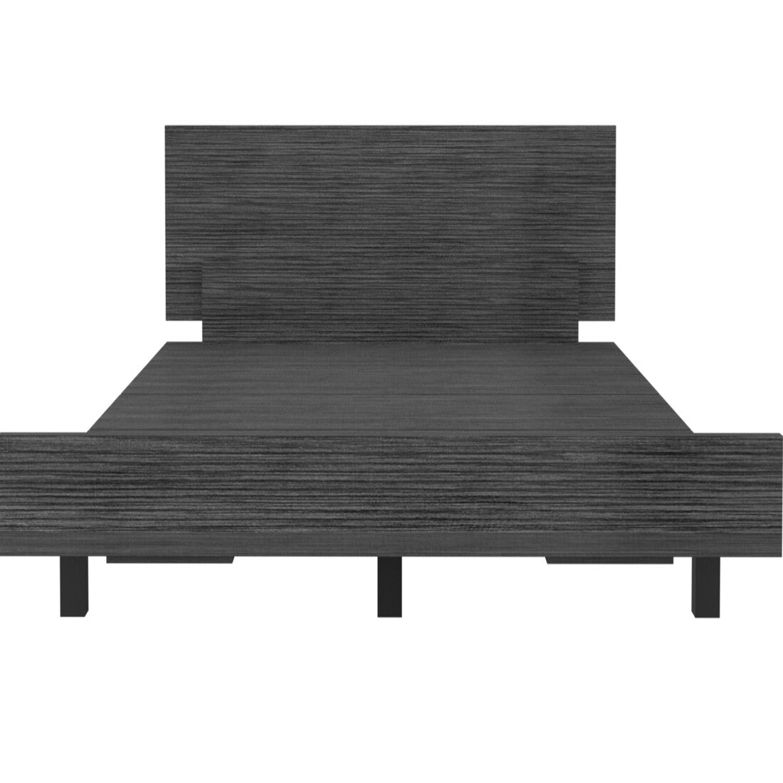 Modern dark grey wood platform bed frame with minimalist design