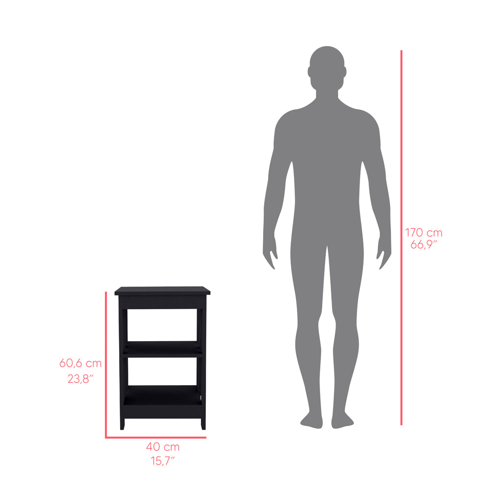Compact black tier shelf unit  cm height for home organization
