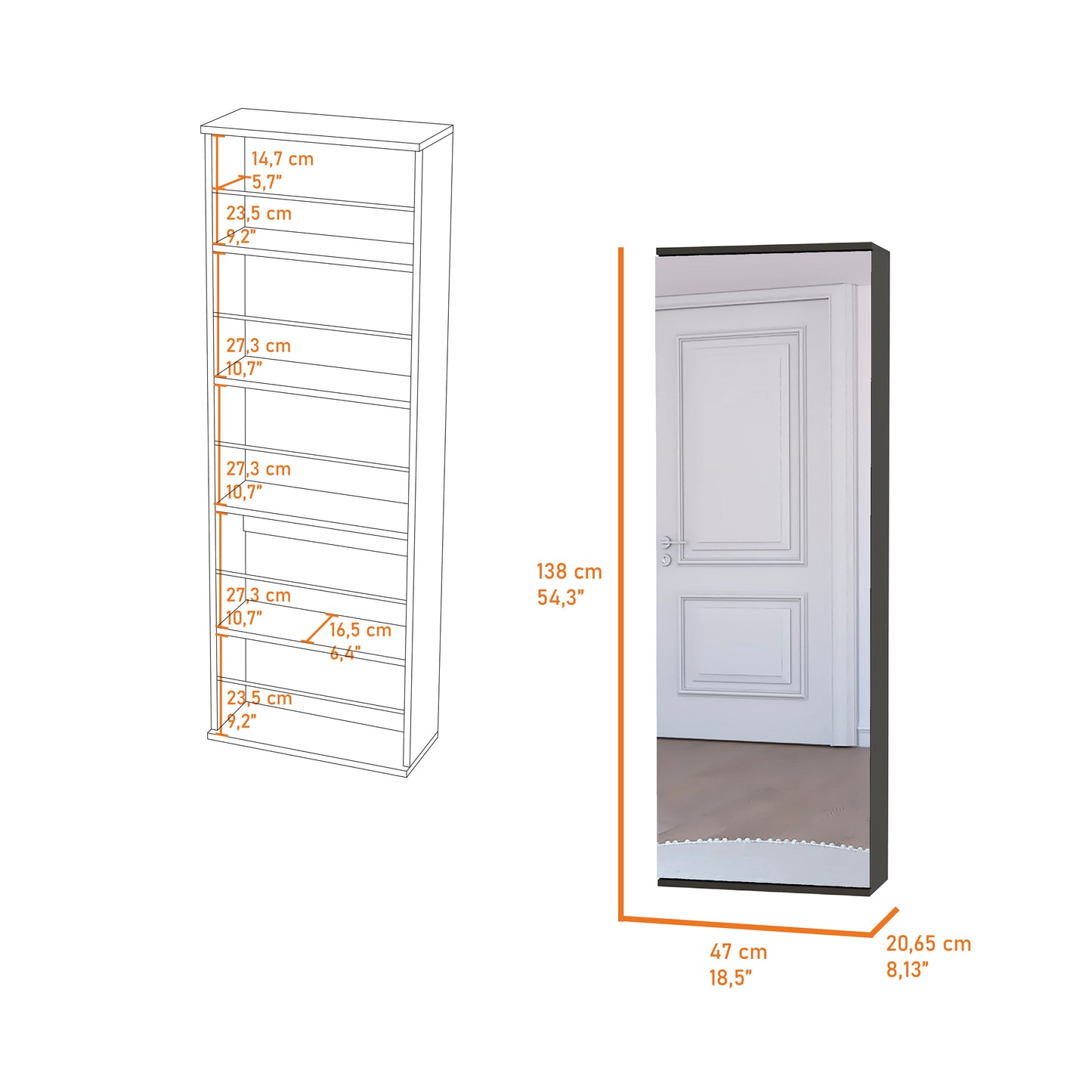 Slim bookshelf with  shelves cm tall perfect for compact storage