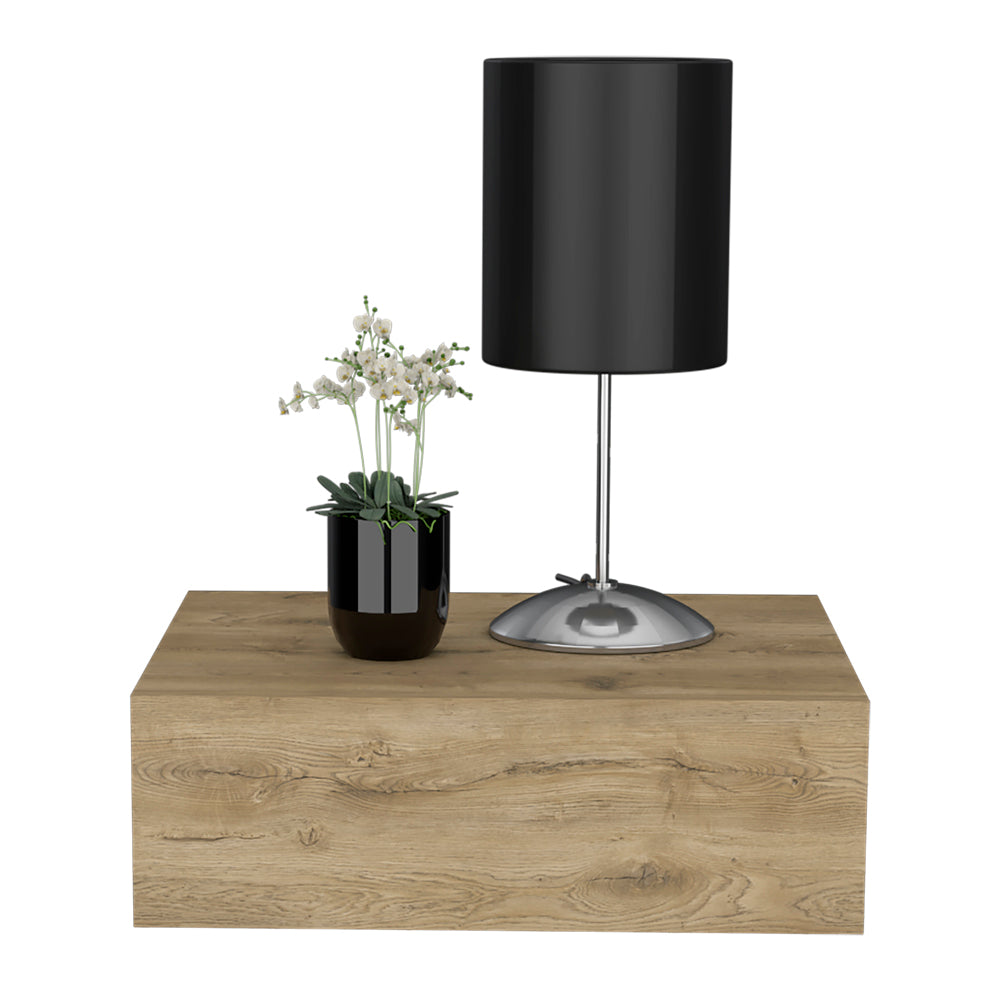 Black cylinder shade desk lamp with chrome base on wood grain shelf