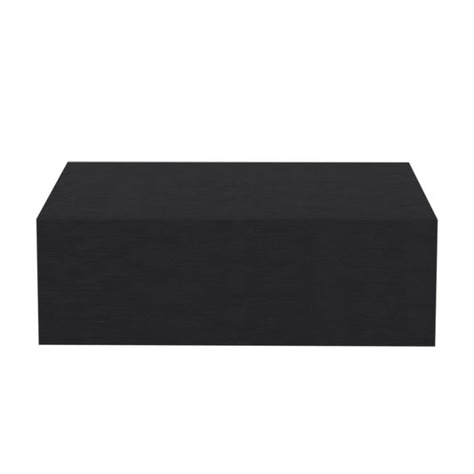 Black minimalist coffee table with textured wood finish