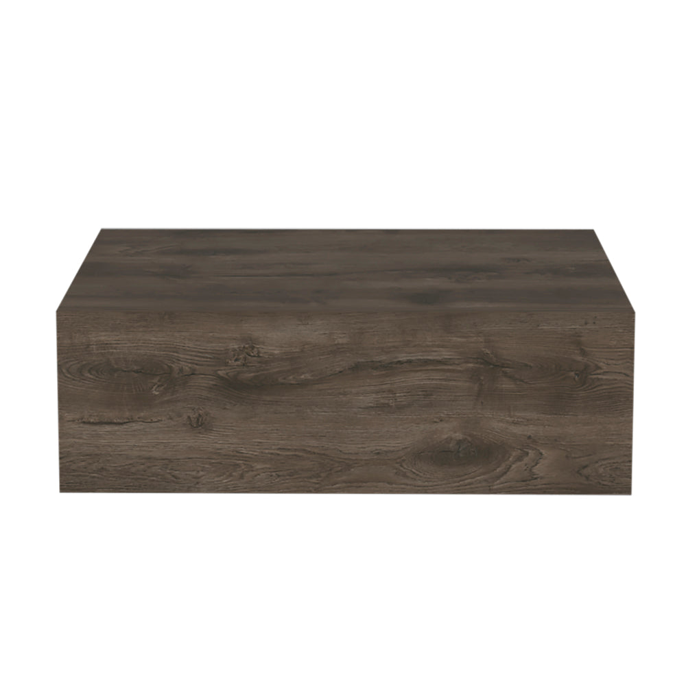 Dark wood grain floating shelf with contemporary design