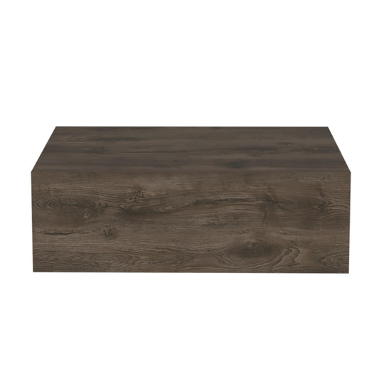 Dark wood grain floating shelf with contemporary design