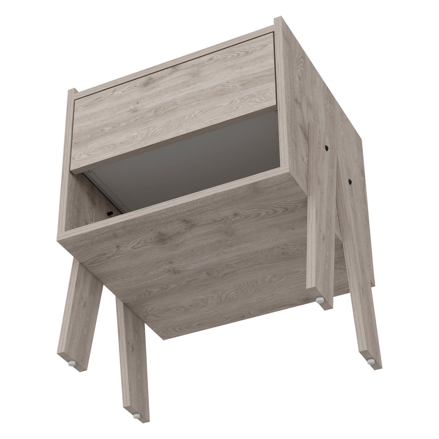 Light oak wood bedside table with one drawer and open shelf modern Scandinavian design