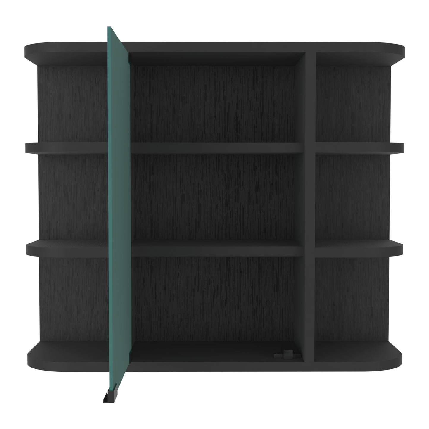 Dark oak modern wall shelf with transparent glass door ideal for minimalist decor