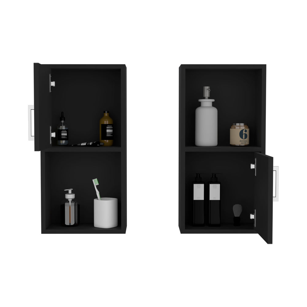 Black modern bathroom cabinet with amber bottle and dropper bottle