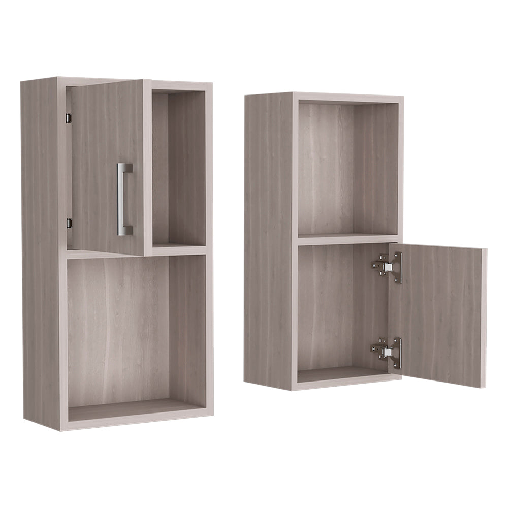 Light wood modern wall cabinet with open and closed door