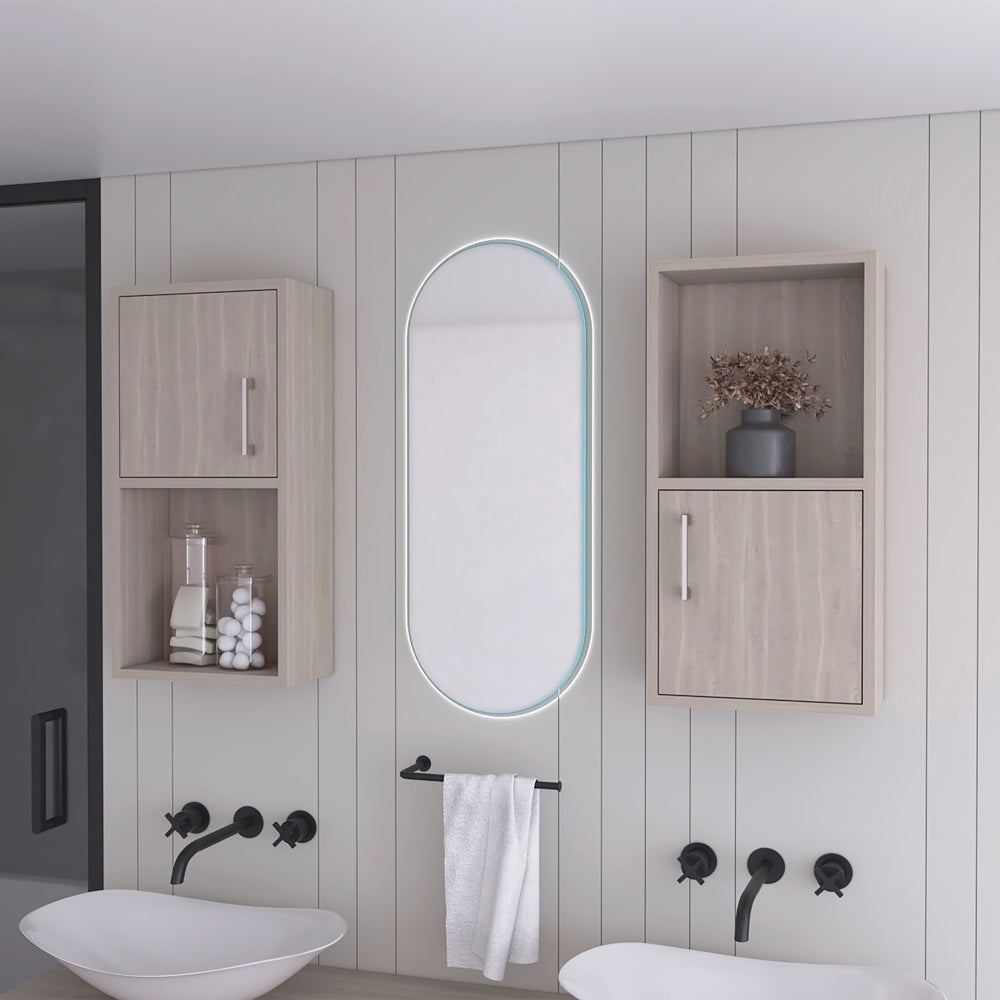 Modern oval bathroom mirror with LED backlighting a stylish vanity centerpiece