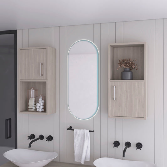 Modern oval bathroom mirror with LED backlighting a stylish vanity centerpiece