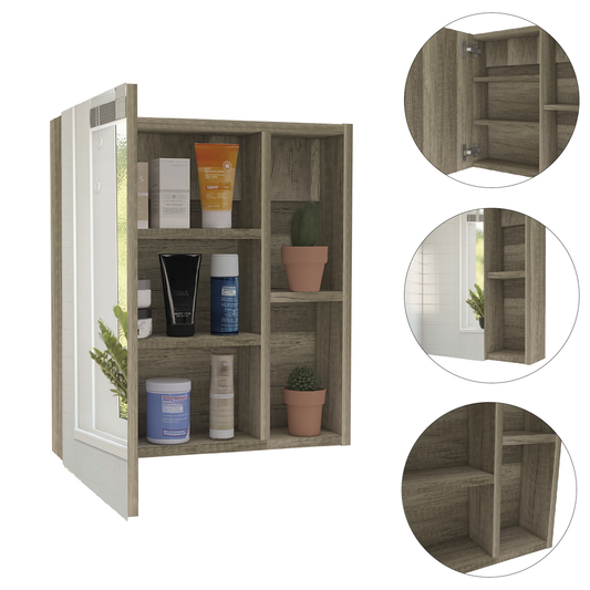 Rustic wood medicine cabinet with mirrored door ideal for bathroom storage