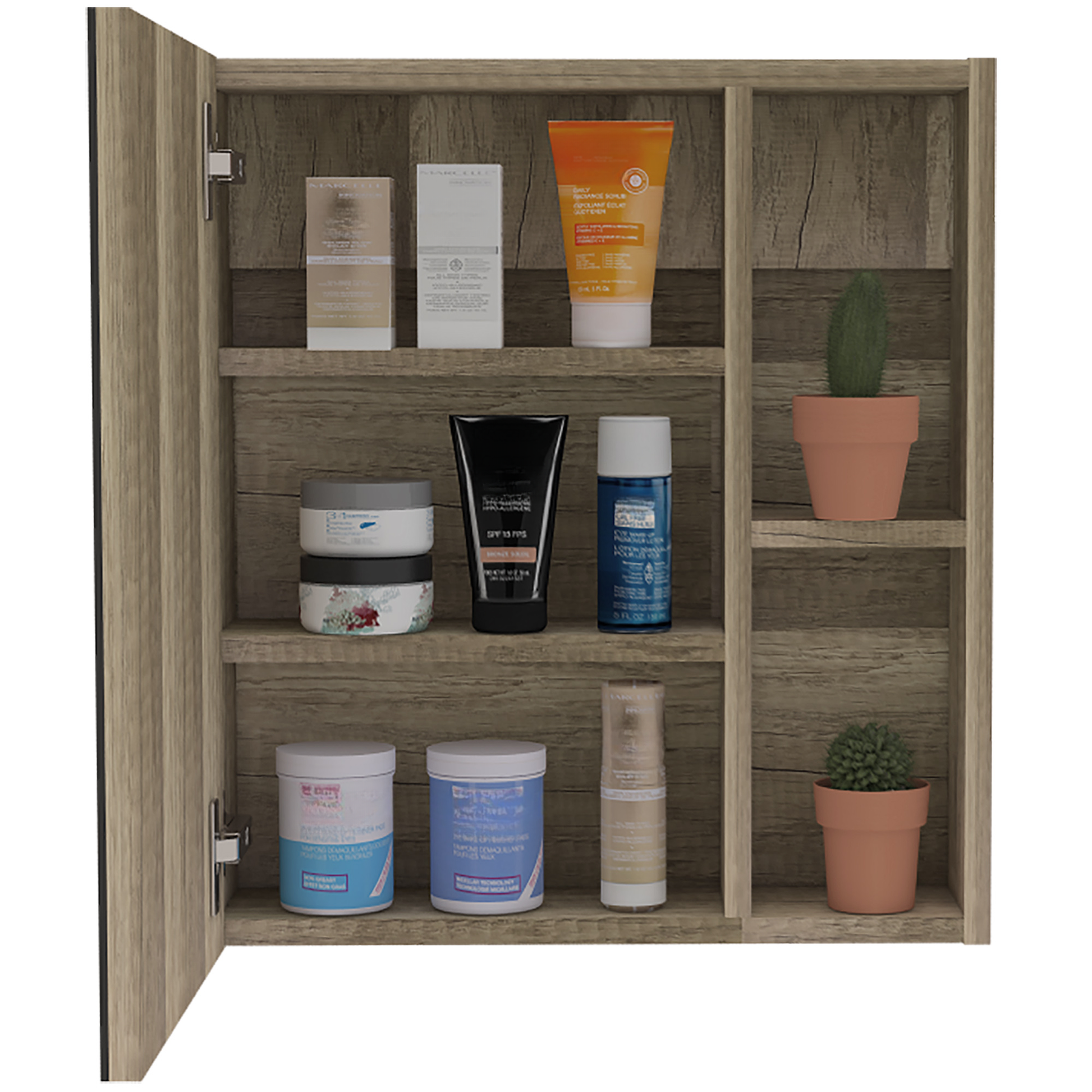 Two boxed lotions and orange tube of sunkissed skin scrub organized on a shelf