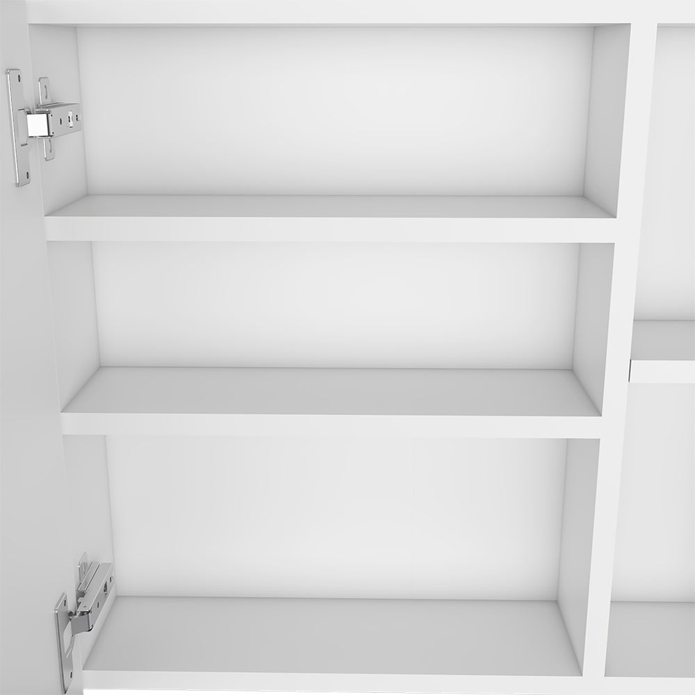 White modular shelving unit with clean lines and adjustable shelves